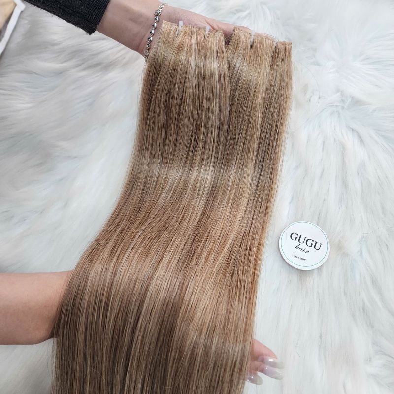 Invisible Tape In Hair Extensions with HightLight Color Straight Hair 6 Invisible Tape Hair Extensions | Seamless Hair Extensions