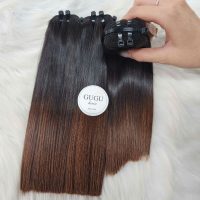 Bone Straight Hair Ombre Dark Brown Weft Hair