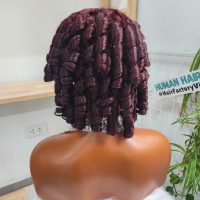 Burgundy Bouncy Curly Human Hair Wig