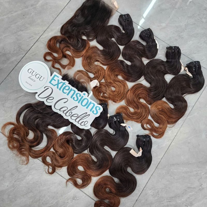 Weft hair – Natural Wavy – Ombre Brown Color – Vietnamese Hair Factory, Best Quality Hair From Vietnam