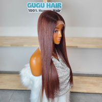 Choco Brown Bone Straight Human Hair Wig 26 inches - 100% Human Hair 4 Bone Straight Human Hair Wig 26 inches
