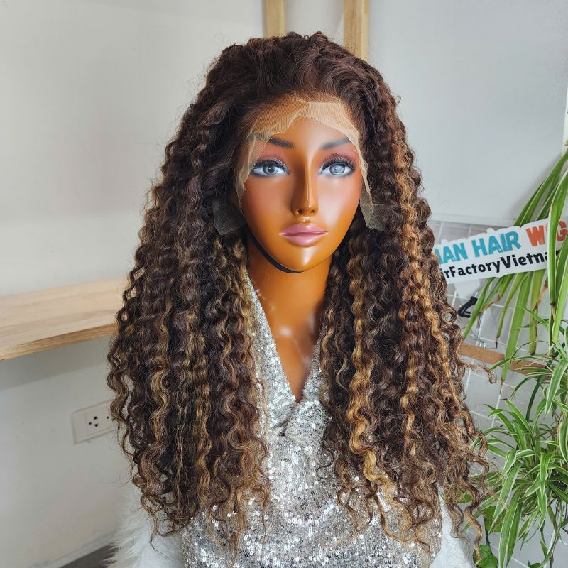 Burmese Curly Human Hair Wig Vietnamese Hair 13X6 Lace Front (1)