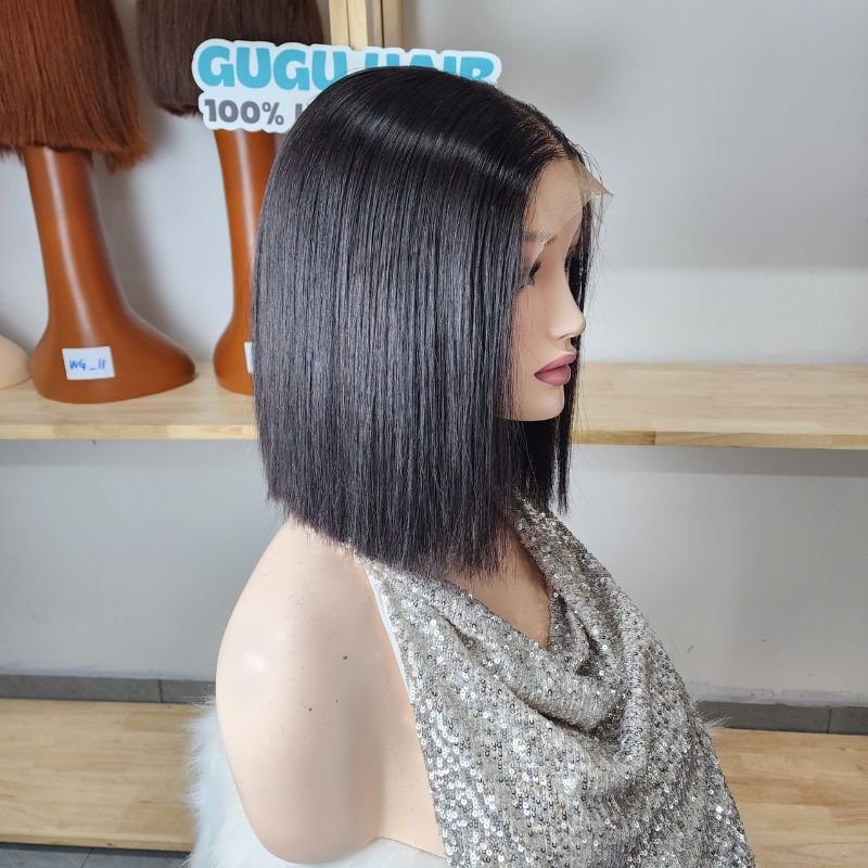 Classic Straight Short Bob Lace Wig - Vietnamese Human Hair Glueless 4x4 Closure Wig - Natural Black