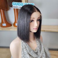 Classic Straight Short Bob Lace Wig - Vietnamese Human Hair Glueless 4x4 Closure Wig - Natural Black