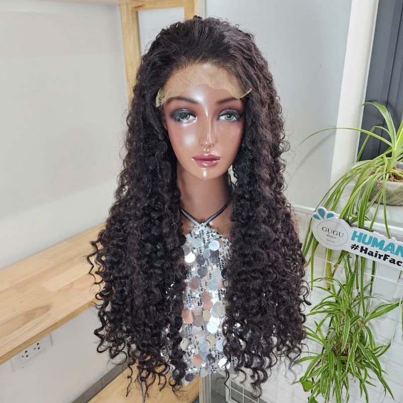 Deep Curly Human Hair Lace Frontal Wig - High Quality Vietnamese Curly Virgin Hair