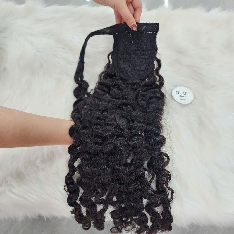 Ponytail Extension Deep Wave Drawstring Ponytail for Black Women
