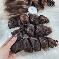 GUGU Hair Vietnamese Loose Wave Bundles Hair Extensions – Piano Brown Human Hair 3 Weft hair – Loose Wave – Ombre color – Vietnamese Hair Factory, Best Quality Hair From Vietnam