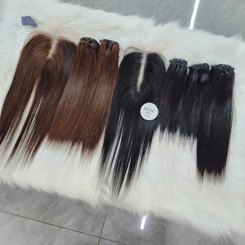 Hair Bundles – Straight Hair Bundles 8–30 Inches | 100% Raw Vietnamese Human Hair 3 Vietnamese Straight Weft Hair Extensions – Natural Black Brown Human Hair Bundles