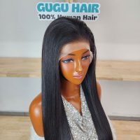 HD Lace Super Natural Black Silky Bone Straight Glueless 13x4 Frontal Lace Wig 5 Bone Straight Human Hair Wig 26 inches