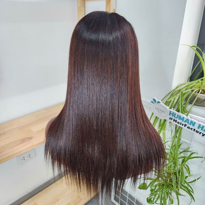 Human Hair Bob Bone Straight Hair Wigs Burgundy