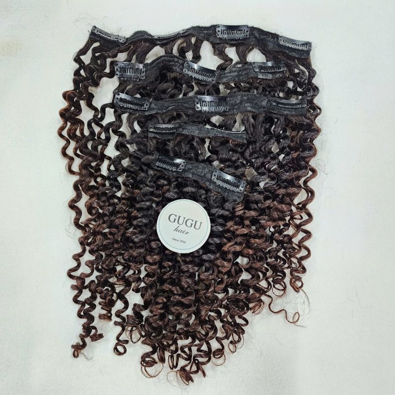 100% Human Hair Kinky Curly Clip in Hair Extensions for Black Women 16 inch 150g