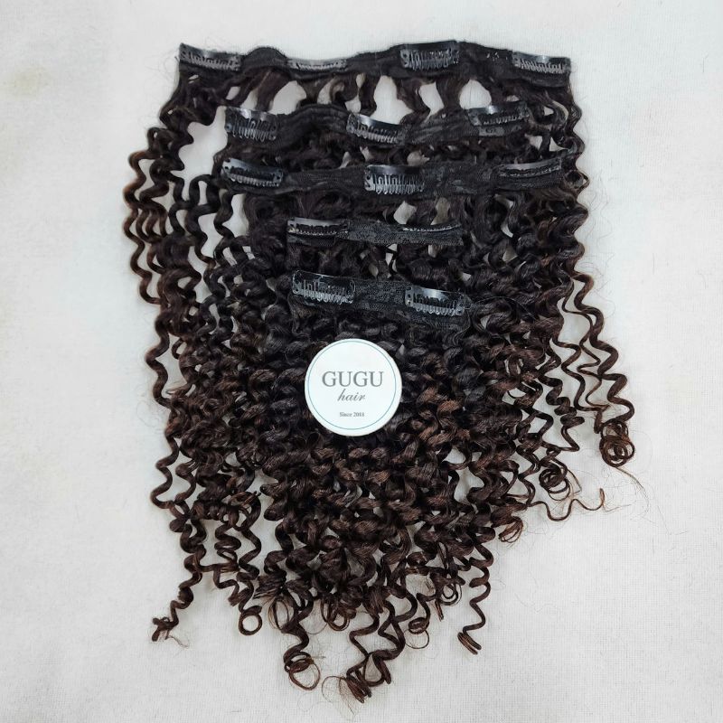100% Human Hair Kinky Curly Clip in Hair Extensions for Black Women 16 inch 150g