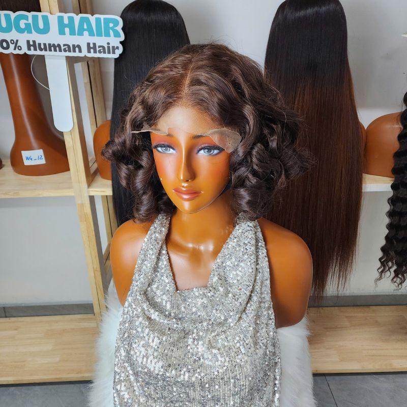 Luxury Vietnamese Raw Hair Short Egg Curly Lace Wig