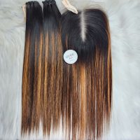 Straight Human Hair Bundles with Closure