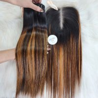Straight Human Hair Bundles with Closure