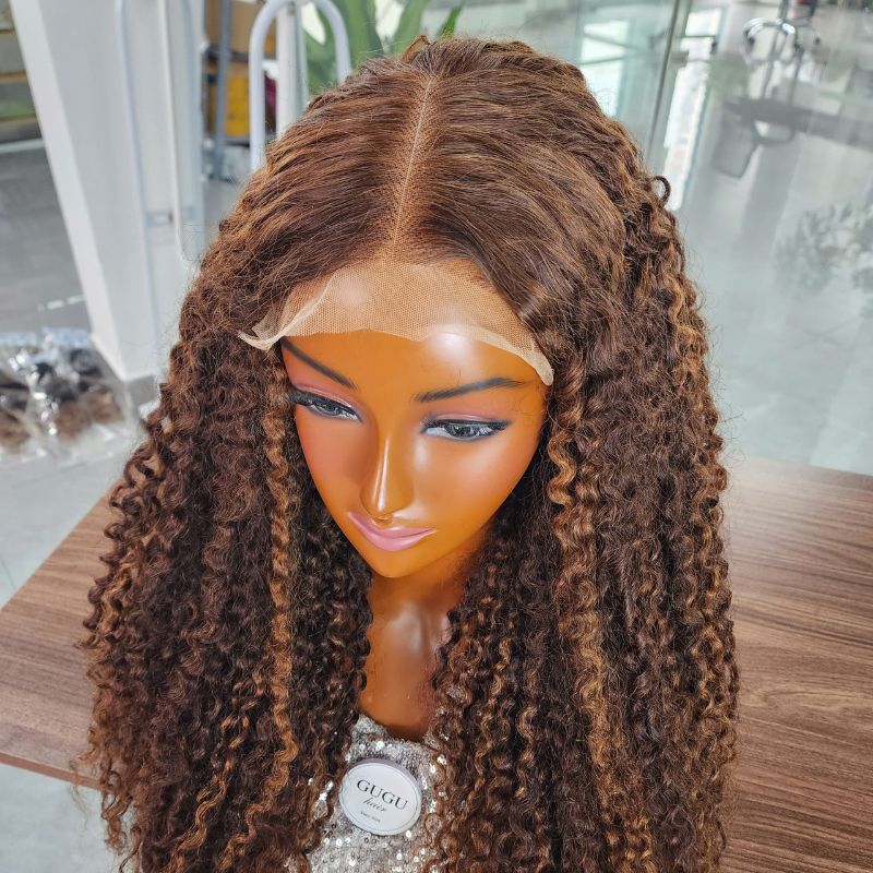 New In Burmese Curly Human Hair Glueless 5x5 Lace Wig