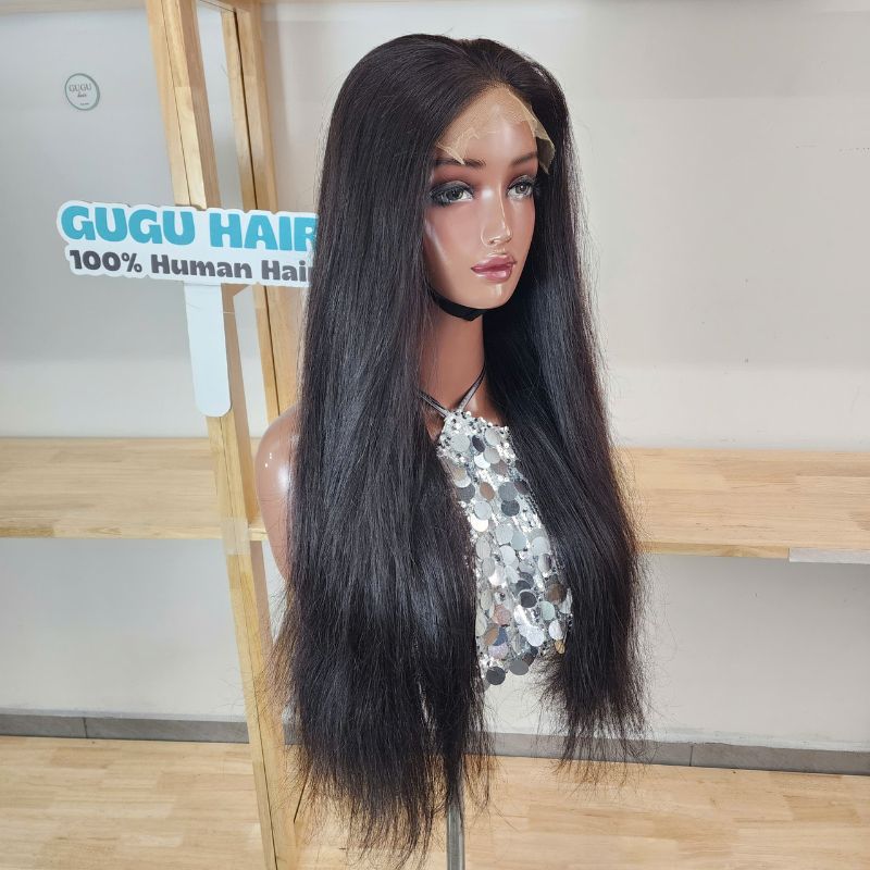 Natural Straight Raw Vietnamese Human Hair Wig 13x4 Frontal Swiss Lace