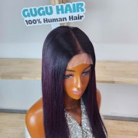 Vietnamese Wine Red Bob Wig Lace Closure – Straight Human Hair | GUGU Hair 4 Bone Straight – Burgundy dark root – Vietnamese Hair Factory, Best Quality Hair From Vietnam
