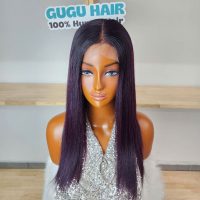 Vietnamese Wine Red Bob Wig Lace Closure – Straight Human Hair | GUGU Hair 2 Bone Straight – Burgundy dark root – Vietnamese Hair Factory, Best Quality Hair From Vietnam