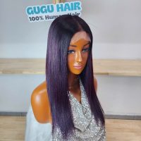 Vietnamese Wine Red Bob Wig Lace Closure – Straight Human Hair | GUGU Hair 5 Bone Straight – Burgundy dark root – Vietnamese Hair Factory, Best Quality Hair From Vietnam