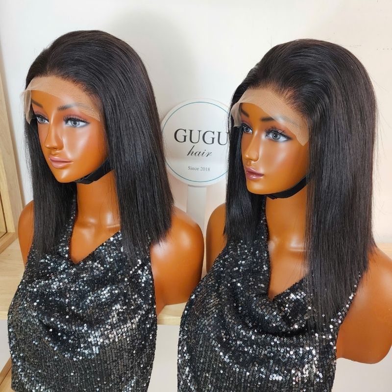 Bob Wig Human Hair 10 Inch Straight Bob Wig Black