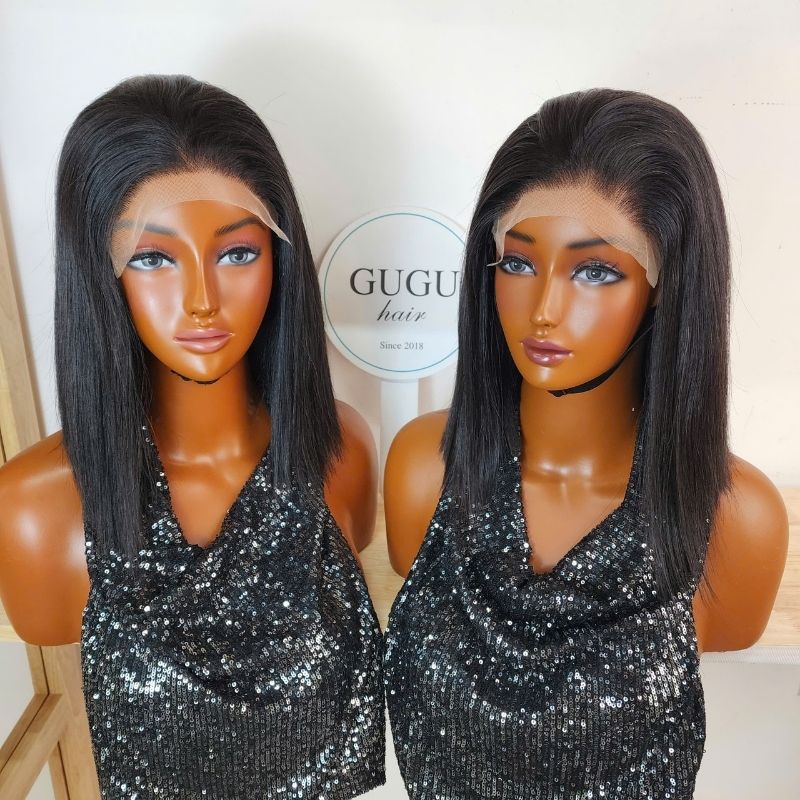 Bob Wig Human Hair 10 Inch Straight Bob Wig Black