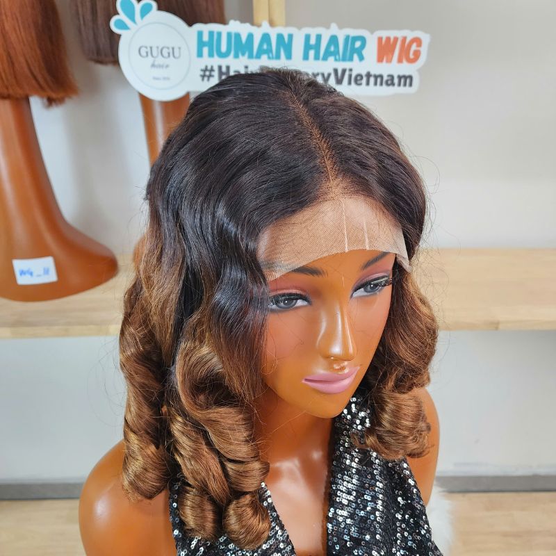 100% Vietnamese Raw Hair Wigs 250 Density Ombre Double Drawn Bouncy Curly