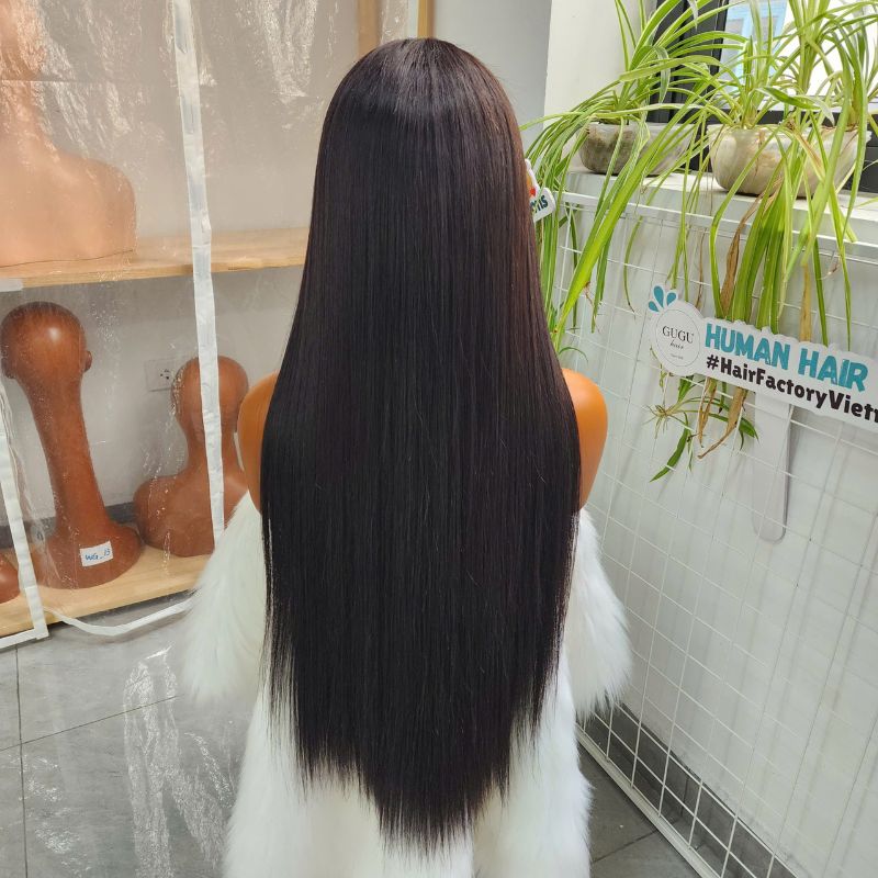 30 Inch Bone Straight Black Lace Front Wig – Silky Vietnamese Human Hair