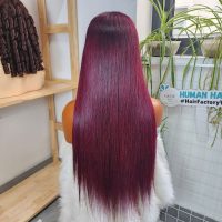 30 Inches Burgundy Bone Straight Human Hair Wig