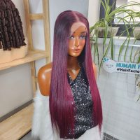 30 Inches Burgundy Bone Straight Human Hair Wig
