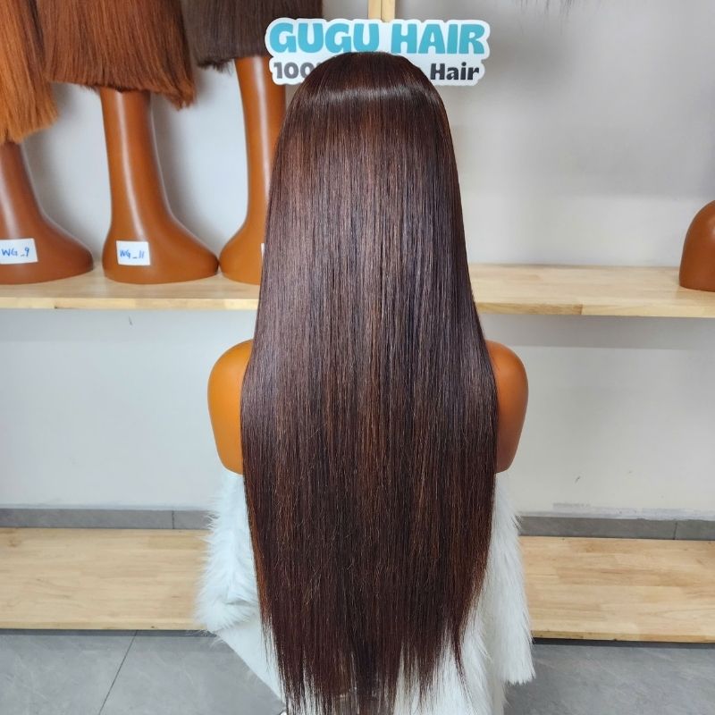 30-Inch Natural Brown Bone Straight Hair Wig – Vietnamese Raw Hair