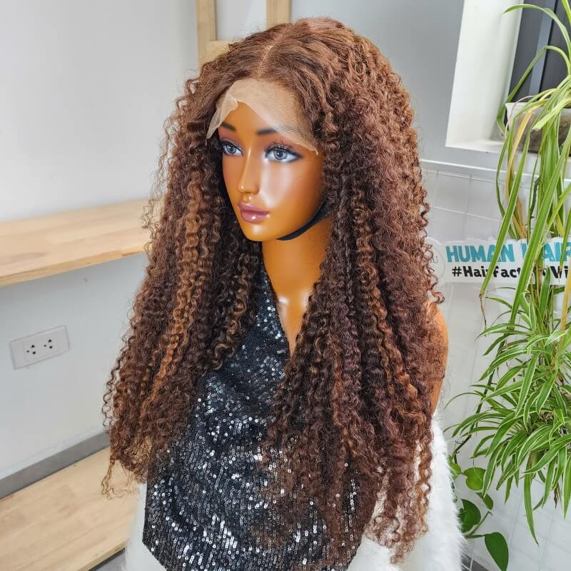 4/27 Highlight Burmese Curly Hair Bundles Human Hair Wig | Direct Factory GUGU HAIR 9 5X5 LACE Closure Burmese Curly Wig