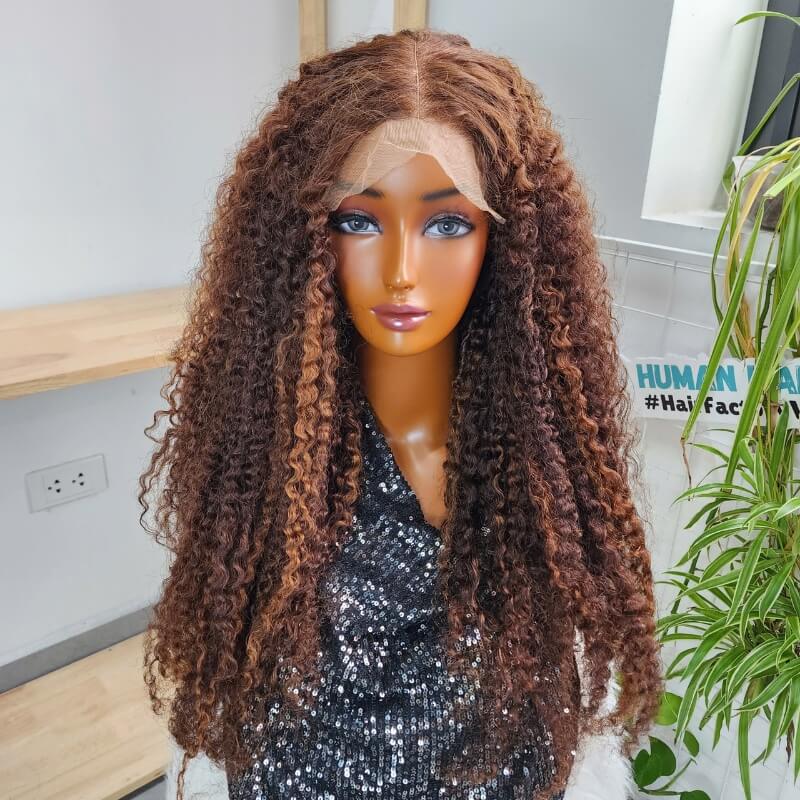 4/27 Highlight Burmese Curly Hair Bundles Human Hair Wig | Direct Factory GUGU HAIR 8 5X5 LACE Closure Burmese Curly Wig