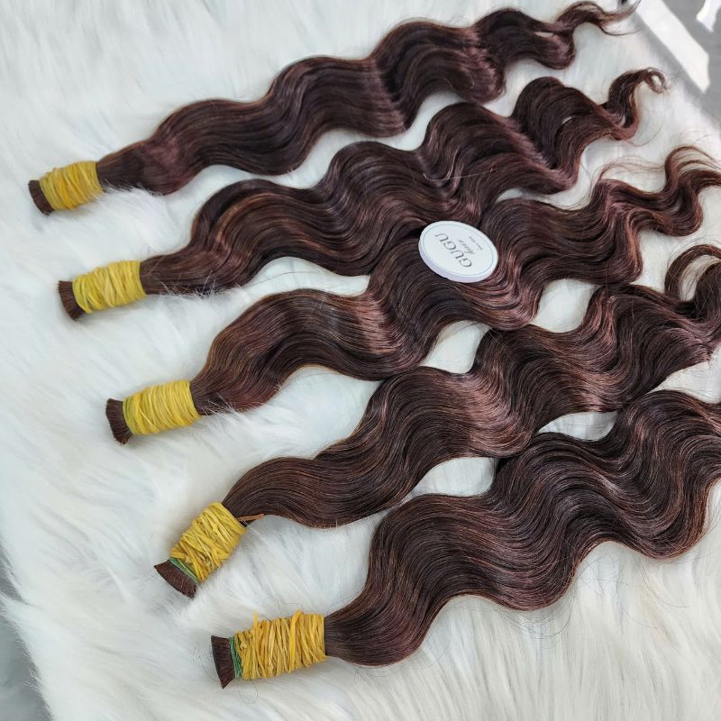 4 Medium Brown Body Wave Bulk Human Braiding Hair