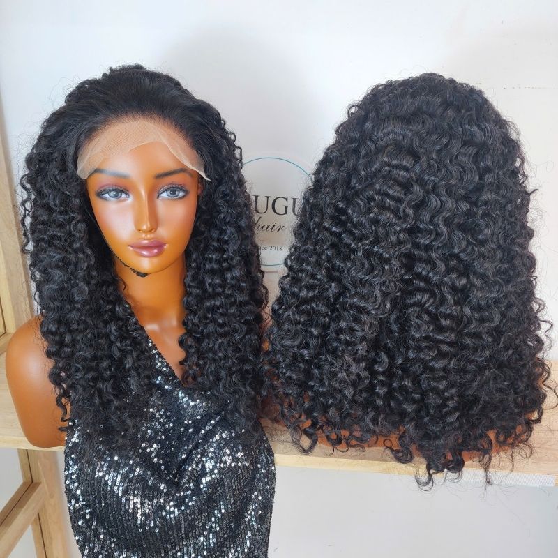 Burmese Curly Human Hair Wigs - Lace Closure Natural Color 20-22inches | GUGU HAIR 3 Burmese Curly Human Hair Frontal Wig Natural Color