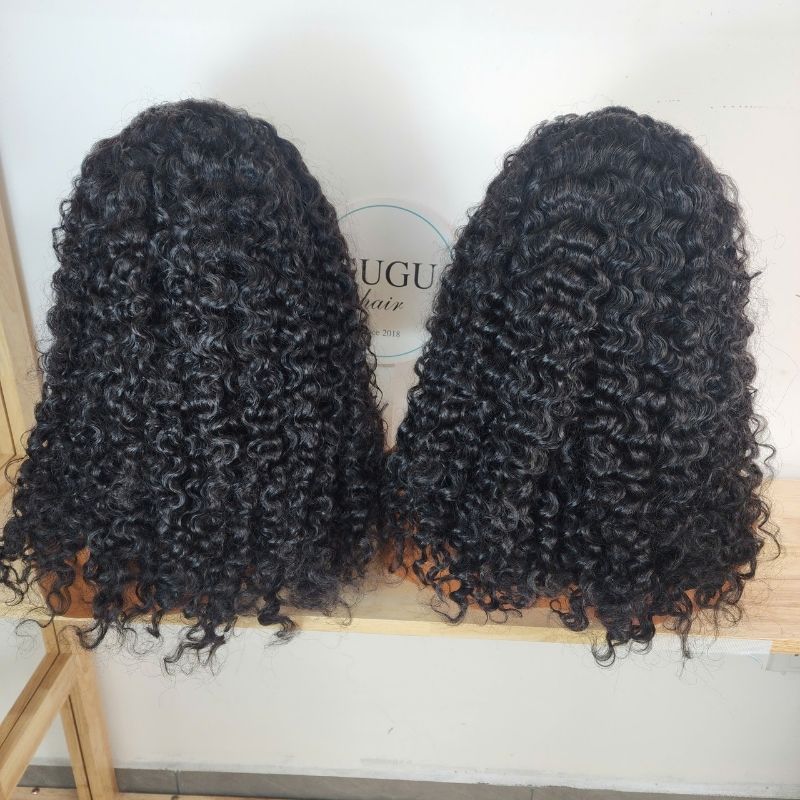 Burmese Curly Human Hair Wigs - Lace Closure Natural Color 20-22inches | GUGU HAIR 4 Burmese Curly Human Hair Closure Wig Lace Natural Colo