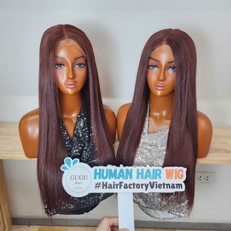 Choco Brown 28 Inches Human Hair Wig