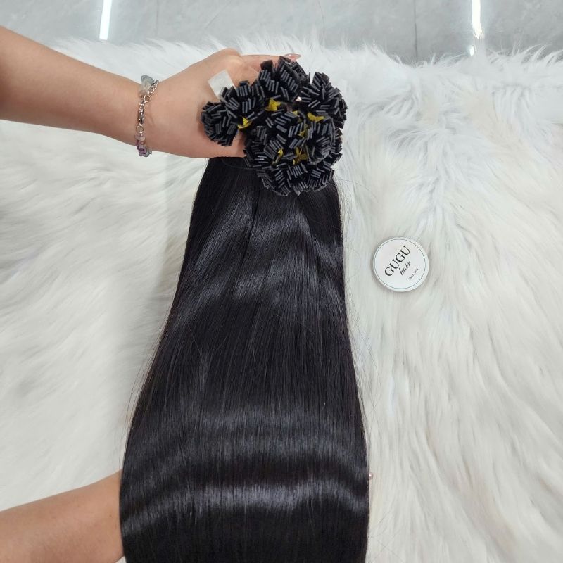 Flat Tip Hair Extensions Jet Black #1 Keratin Hair Extensions