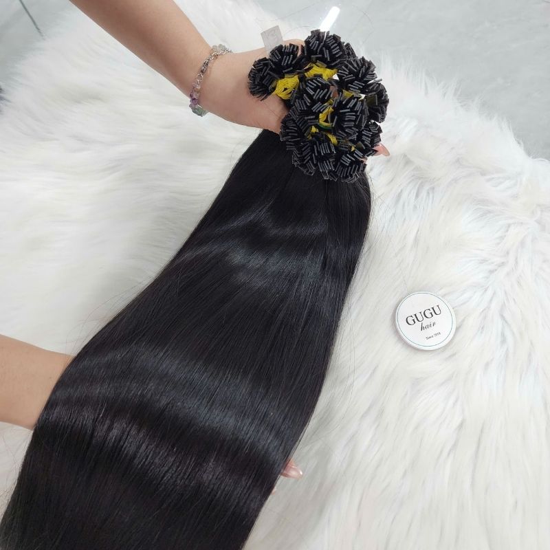 Flat Tip Hair Extensions Jet Black #1 Keratin Hair Extensions