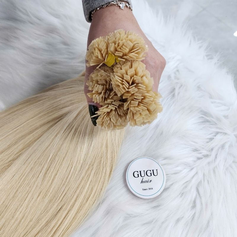 Premium Flat Tip Keratin Hair Extensions for Ultimate Volume | Hair Extensions | GUGU HAIR 5 Keratin Bonded Hair Extensions | Flat-Tip | Blonde 613#Hair 22 inches