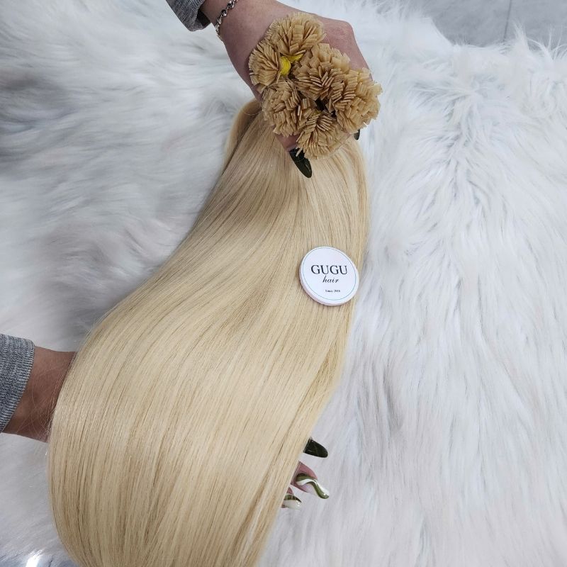 Premium Flat Tip Keratin Hair Extensions for Ultimate Volume | Hair Extensions | GUGU HAIR 4 Keratin Bonded Hair Extensions | Flat-Tip | Blonde 613#Hair 22 inches