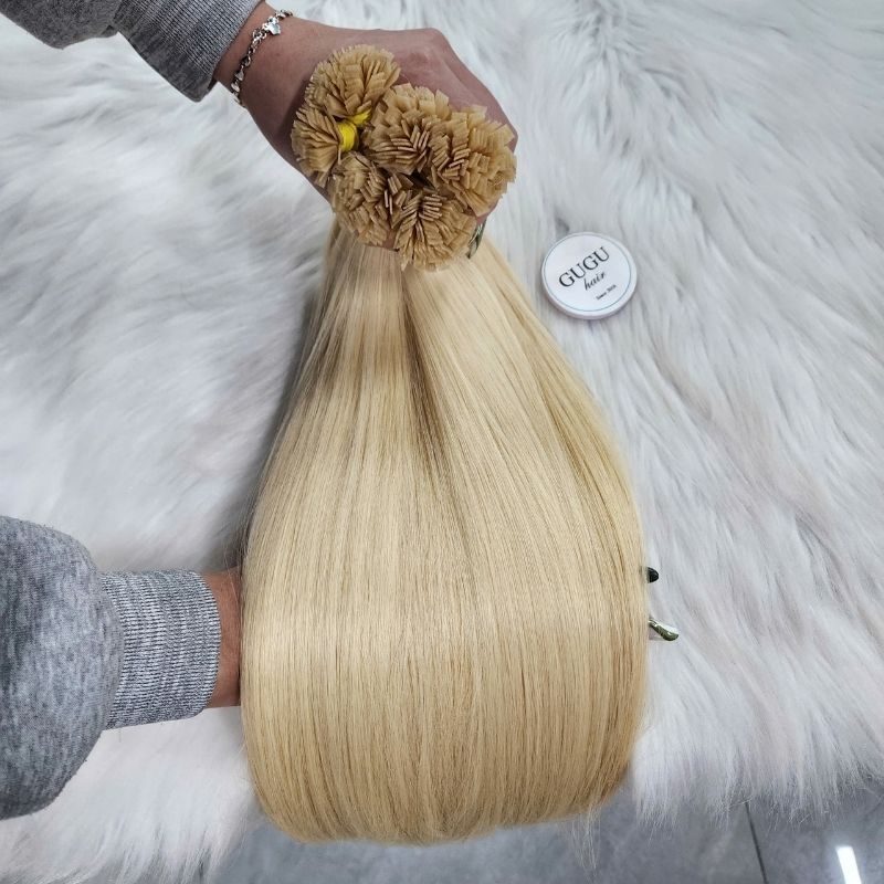 Premium Flat Tip Keratin Hair Extensions for Ultimate Volume | Hair Extensions | GUGU HAIR 6 Flat Tip Hair Extensions Blonde #613 Keratin Hair Extensions