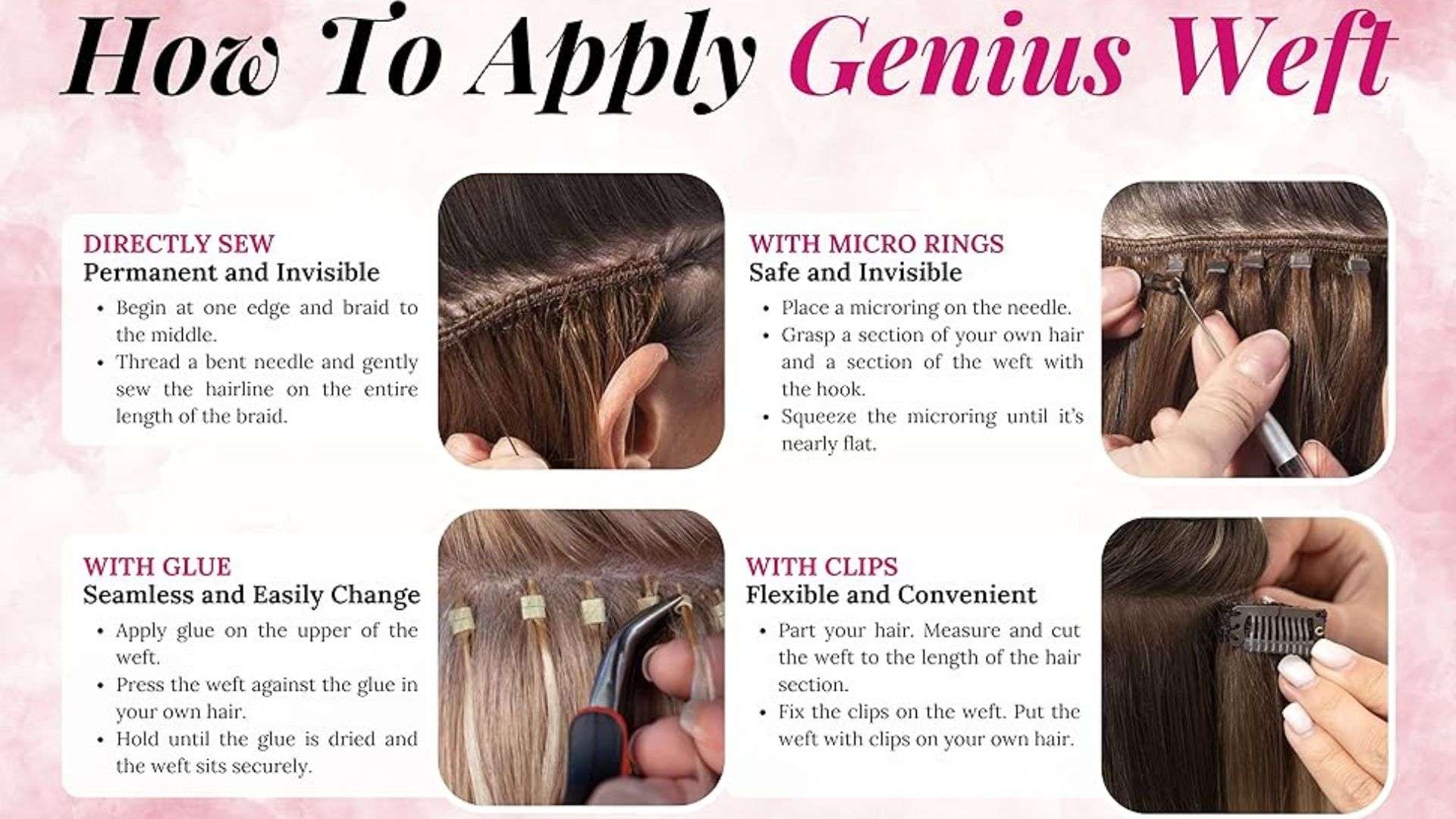 Genius Weft Human Hair Extensions – Seamless, Lightweight & Luxury Quality 10 How to apply Genius Weft Extensions