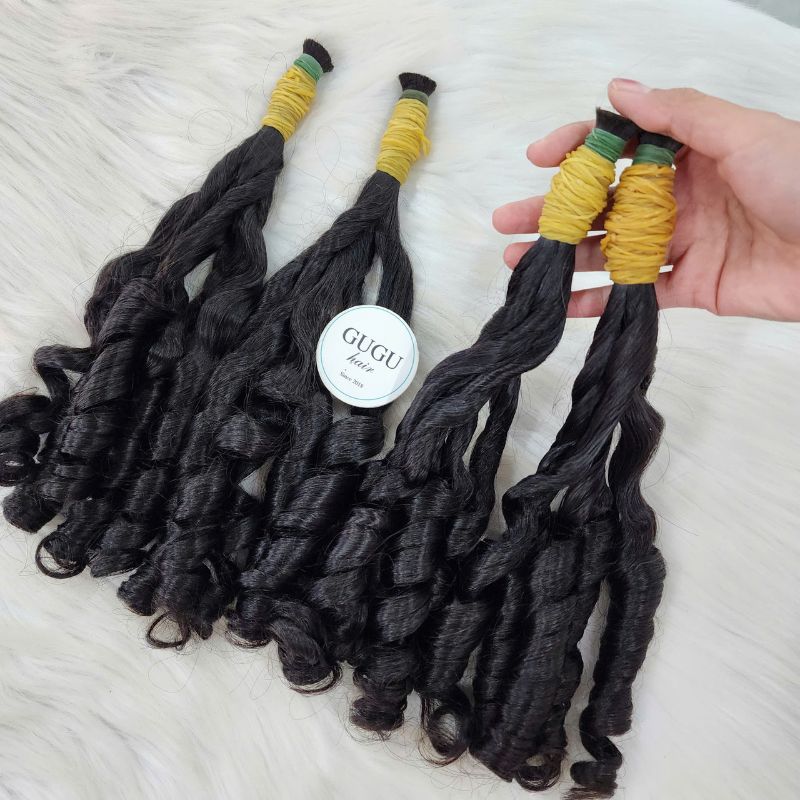 Natural Black Loose Bouncy Curl Bulk Human Hair Extensions
