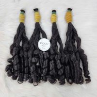Natural Black Loose Bouncy Curl Bulk Human Hair Extensions