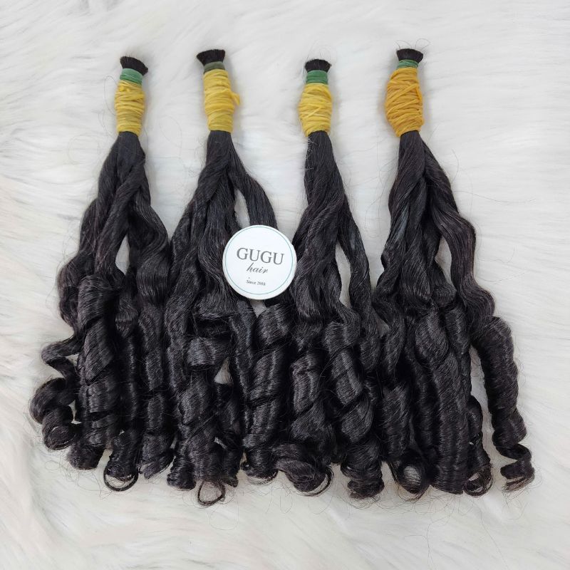 Natural Black Loose Bouncy Curl Bulk Human Hair Extensions