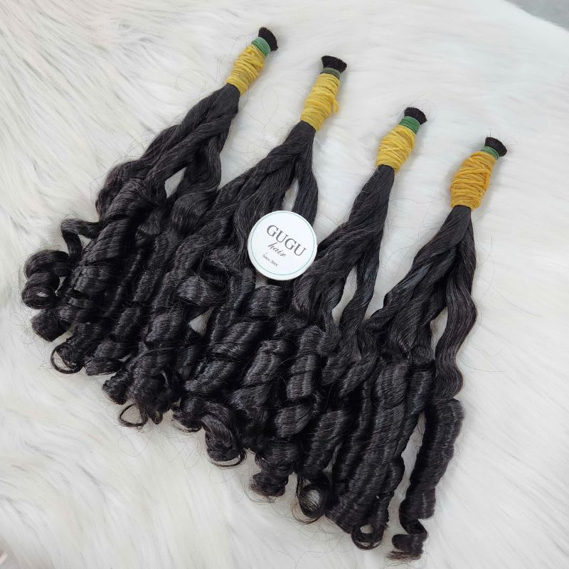 Natural Black Loose Bouncy Curl Bulk Human Hair Extensions