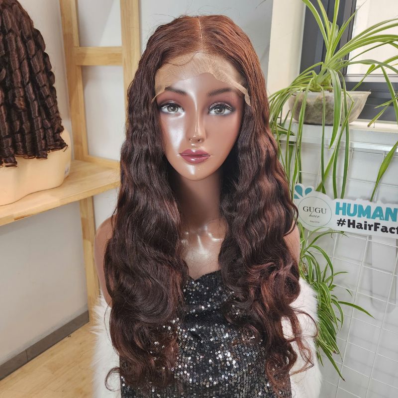 Natural Brown Body Wave Lace Frontal Humann Hair Wig
