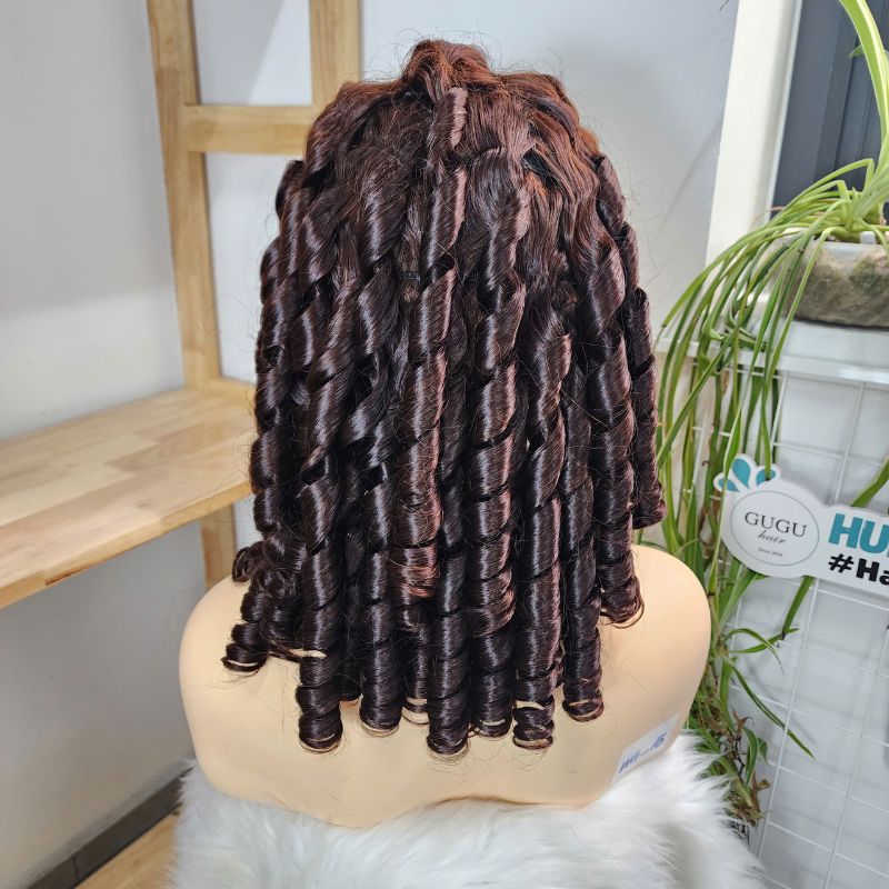 Best Selling Human Hair Wigs Bouncy Curls 100% Vietnamese Raw Hair With Lace Frontal 13x4 4 Natural Brown Bouncy Curly Lace Frontal Wig