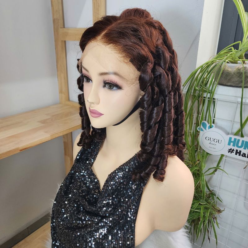 Best Selling Human Hair Wigs Bouncy Curls 100% Vietnamese Raw Hair With Lace Frontal 13x4 3 Natural Brown Bouncy Curly Lace Frontal Wig - 100% Premium Human Hair